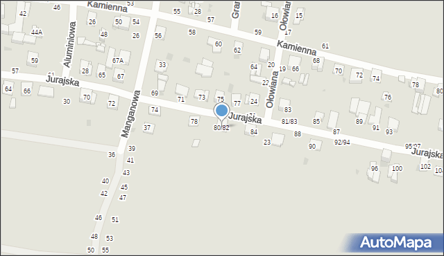 Częstochowa, Jurajska, 80/82, mapa Częstochowy