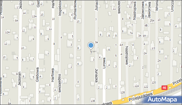 Częstochowa, Junacka, 5, mapa Częstochowy