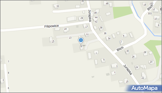 Filipowice, Jurajska, 9, mapa Filipowice