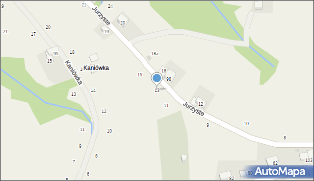 Gliczarów Górny, Jurzyste, 13, mapa Gliczarów Górny