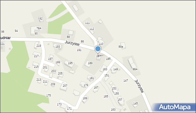 Gliczarów Górny, Jurzyste, 187, mapa Gliczarów Górny