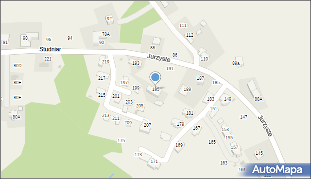 Gliczarów Górny, Jurzyste, 195, mapa Gliczarów Górny