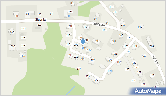 Gliczarów Górny, Jurzyste, 203, mapa Gliczarów Górny