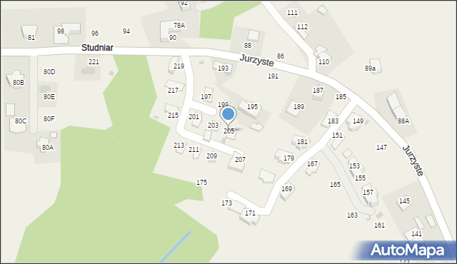 Gliczarów Górny, Jurzyste, 205, mapa Gliczarów Górny