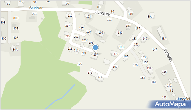 Gliczarów Górny, Jurzyste, 207, mapa Gliczarów Górny