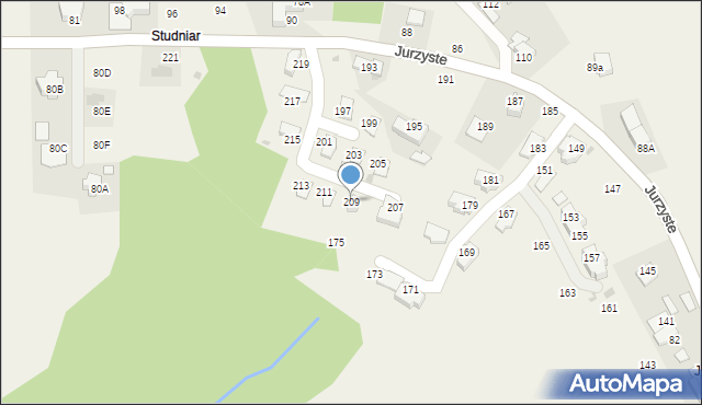 Gliczarów Górny, Jurzyste, 209, mapa Gliczarów Górny