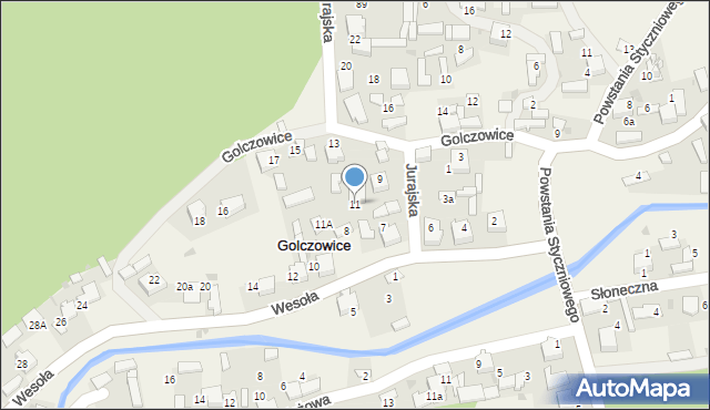 Golczowice, Jurajska, 11, mapa Golczowice