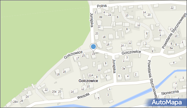 Golczowice, Jurajska, 13, mapa Golczowice