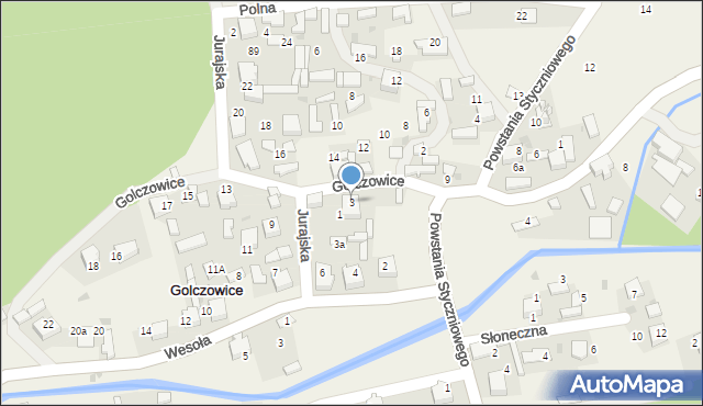 Golczowice, Jurajska, 3, mapa Golczowice