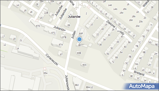 Julianów, Julianowska, 90, mapa Julianów