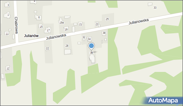 Julianów, Julianowska, 36, mapa Julianów