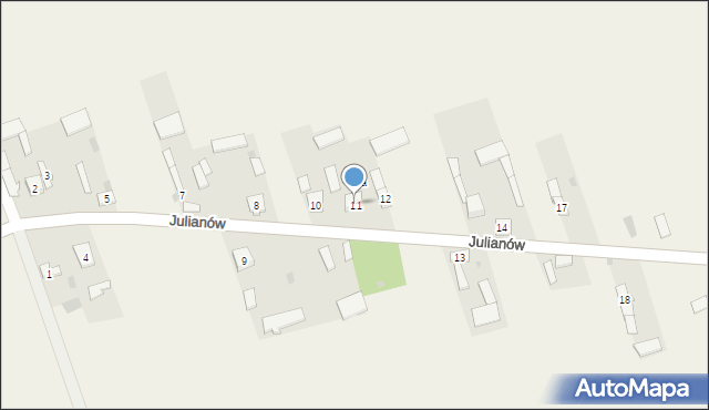 Julianów, Julianów, 11, mapa Julianów