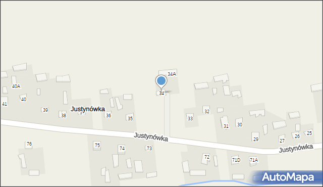 Justynówka, Justynówka, 34, mapa Justynówka