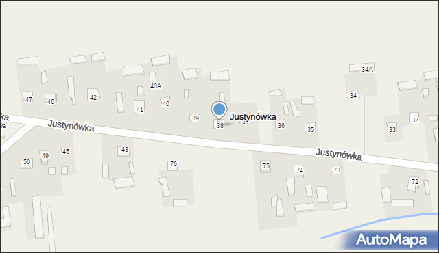 Justynówka, Justynówka, 38, mapa Justynówka