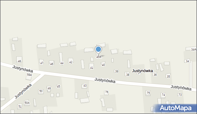 Justynówka, Justynówka, 40A, mapa Justynówka