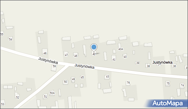 Justynówka, Justynówka, 42, mapa Justynówka