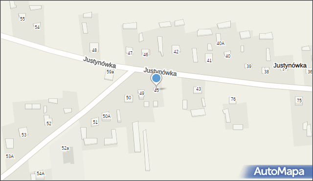 Justynówka, Justynówka, 45, mapa Justynówka