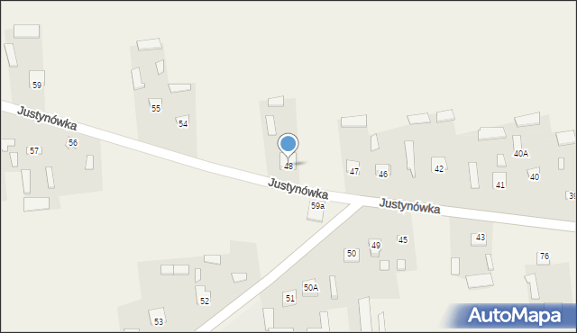 Justynówka, Justynówka, 48, mapa Justynówka