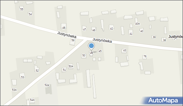 Justynówka, Justynówka, 49, mapa Justynówka