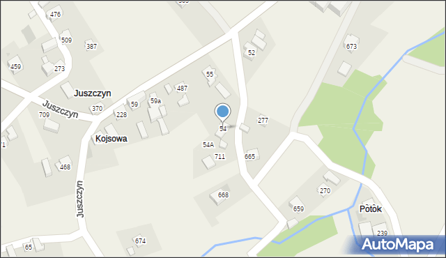 Juszczyn, Juszczyn, 54, mapa Juszczyn