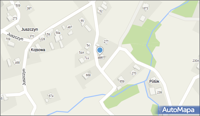 Juszczyn, Juszczyn, 665, mapa Juszczyn