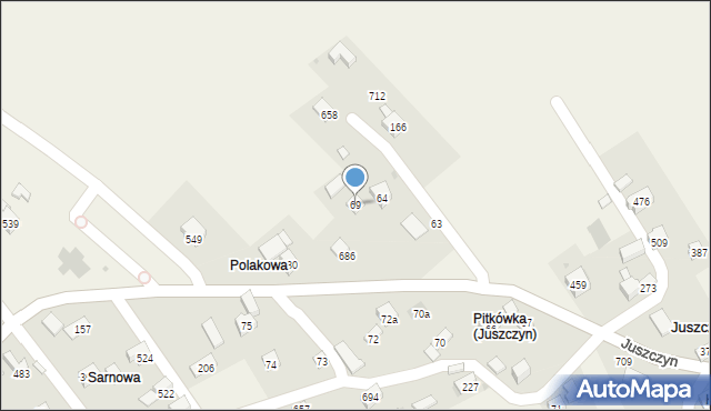 Juszczyn, Juszczyn, 69, mapa Juszczyn