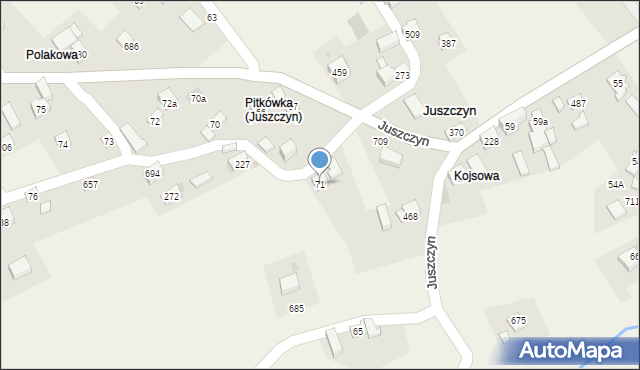 Juszczyn, Juszczyn, 71, mapa Juszczyn