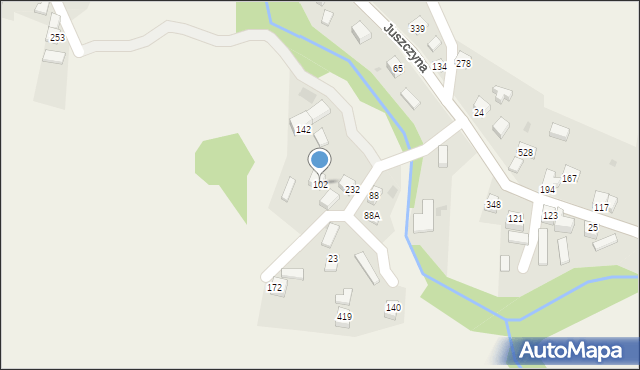 Juszczyna, Juszczyna, 102, mapa Juszczyna