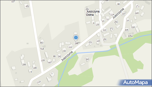 Juszczyna, Juszczyna, 149, mapa Juszczyna