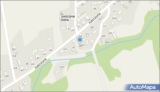 Juszczyna, Juszczyna, 150, mapa Juszczyna