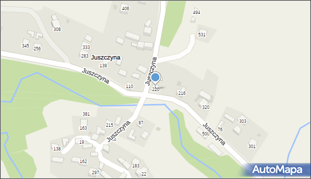 Juszczyna, Juszczyna, 220, mapa Juszczyna