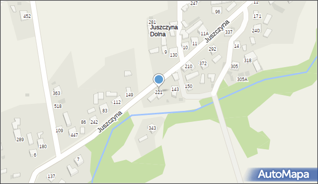 Juszczyna, Juszczyna, 221, mapa Juszczyna