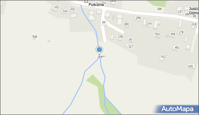 Juszczyna, Juszczyna, 233, mapa Juszczyna