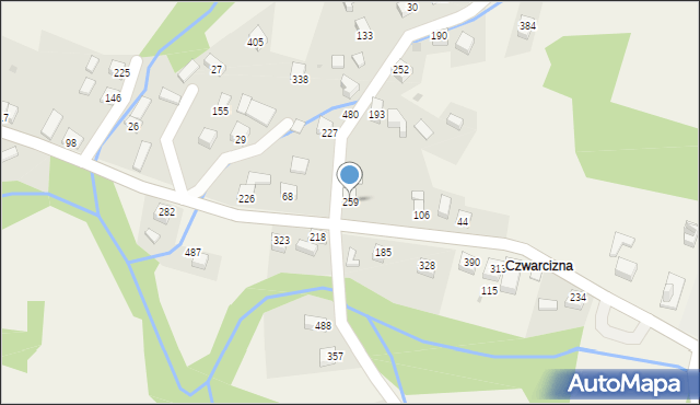 Juszczyna, Juszczyna, 259, mapa Juszczyna