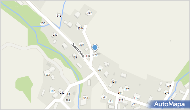 Juszczyna, Juszczyna, 278, mapa Juszczyna