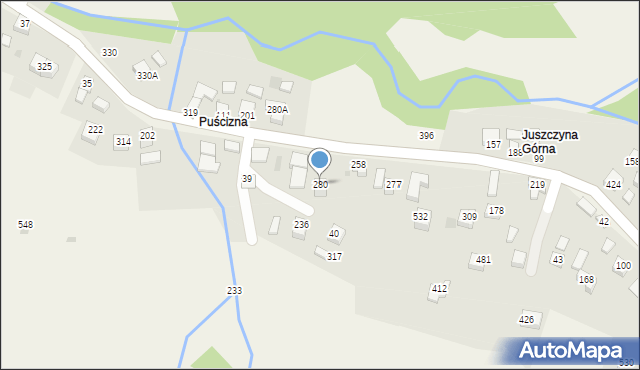 Juszczyna, Juszczyna, 280, mapa Juszczyna