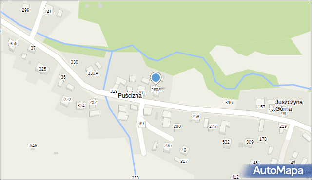 Juszczyna, Juszczyna, 280A, mapa Juszczyna