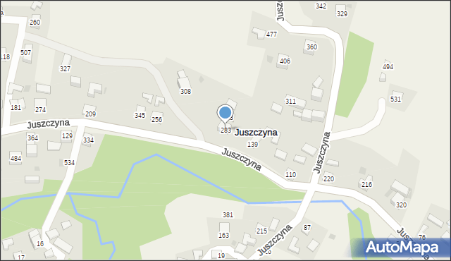 Juszczyna, Juszczyna, 283, mapa Juszczyna