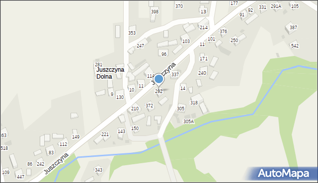 Juszczyna, Juszczyna, 292, mapa Juszczyna