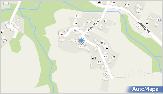 Juszczyna, Juszczyna, 297, mapa Juszczyna