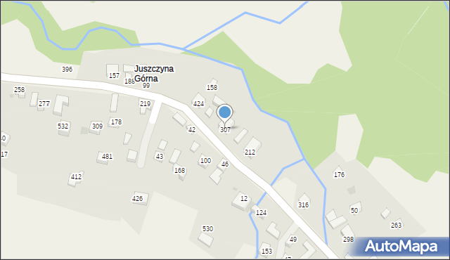 Juszczyna, Juszczyna, 307, mapa Juszczyna