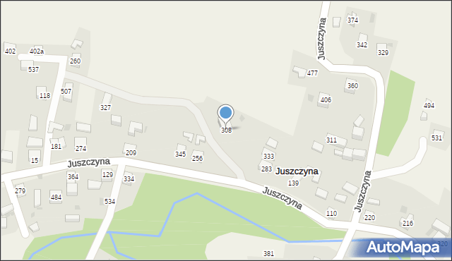 Juszczyna, Juszczyna, 308, mapa Juszczyna