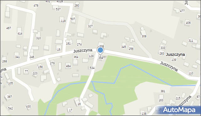 Juszczyna, Juszczyna, 334, mapa Juszczyna