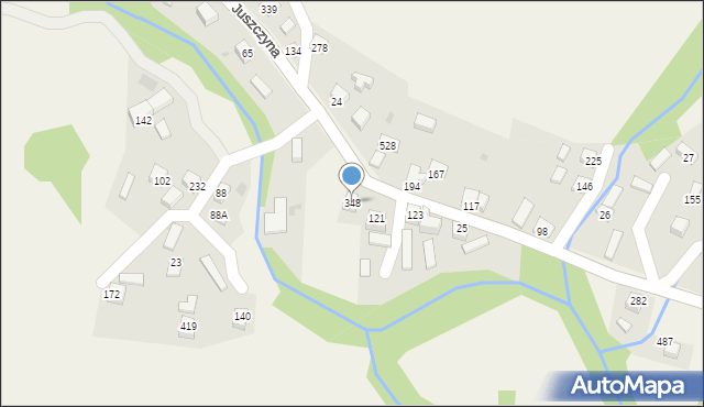 Juszczyna, Juszczyna, 348, mapa Juszczyna