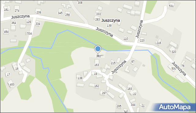 Juszczyna, Juszczyna, 381, mapa Juszczyna