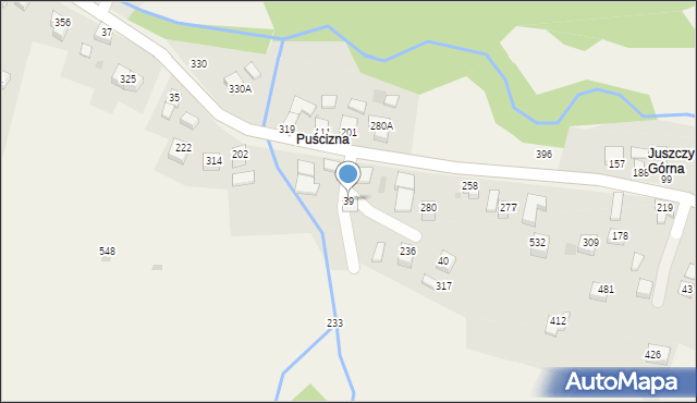 Juszczyna, Juszczyna, 39, mapa Juszczyna