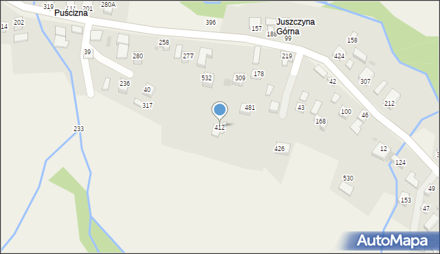 Juszczyna, Juszczyna, 412, mapa Juszczyna