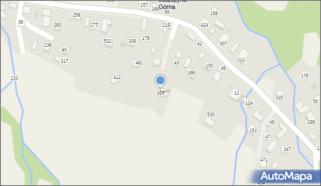 Juszczyna, Juszczyna, 426, mapa Juszczyna