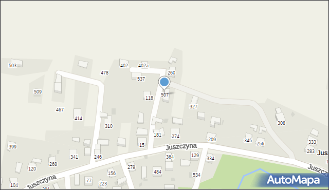 Juszczyna, Juszczyna, 507, mapa Juszczyna