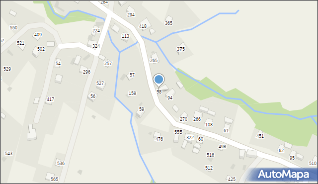 Juszczyna, Juszczyna, 58, mapa Juszczyna